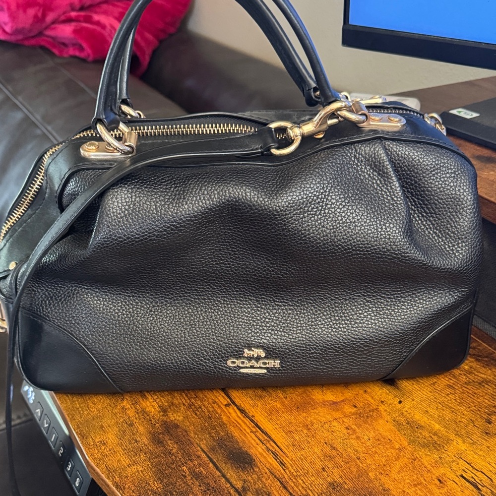 Coach Black Pebbled Leather Satchel